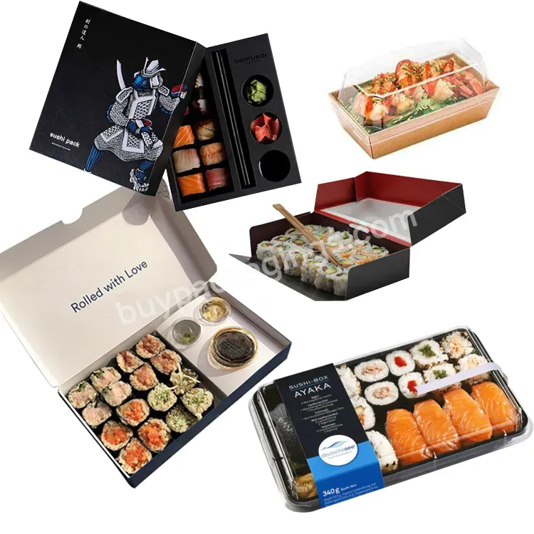 Customized Logo Printing Food Grade Disposable Take Out To Go Paper Delivery Sushi Box Packaging Sushi Takeaway Box