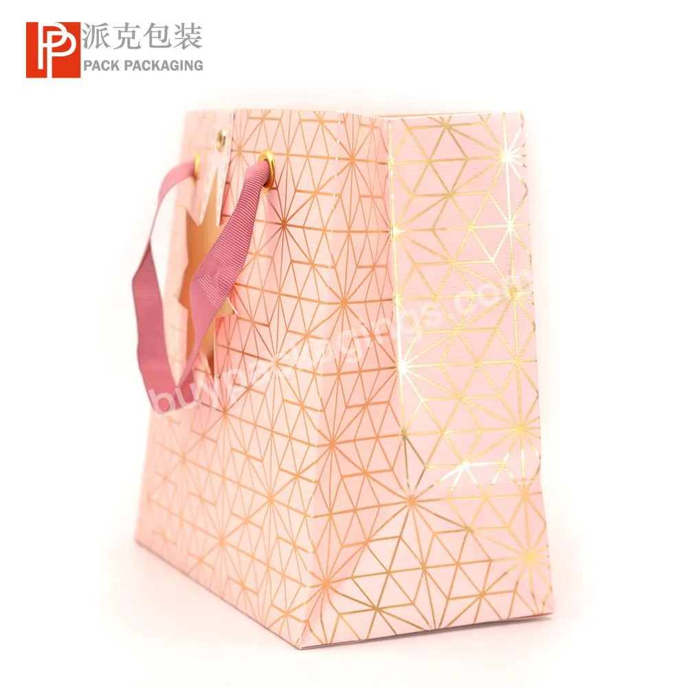 Customized Logo Printing Small Size Kraft Paper Handmade Shopping Bag with Ribbon Bow Private Label Recycled Paper Bag Packaging