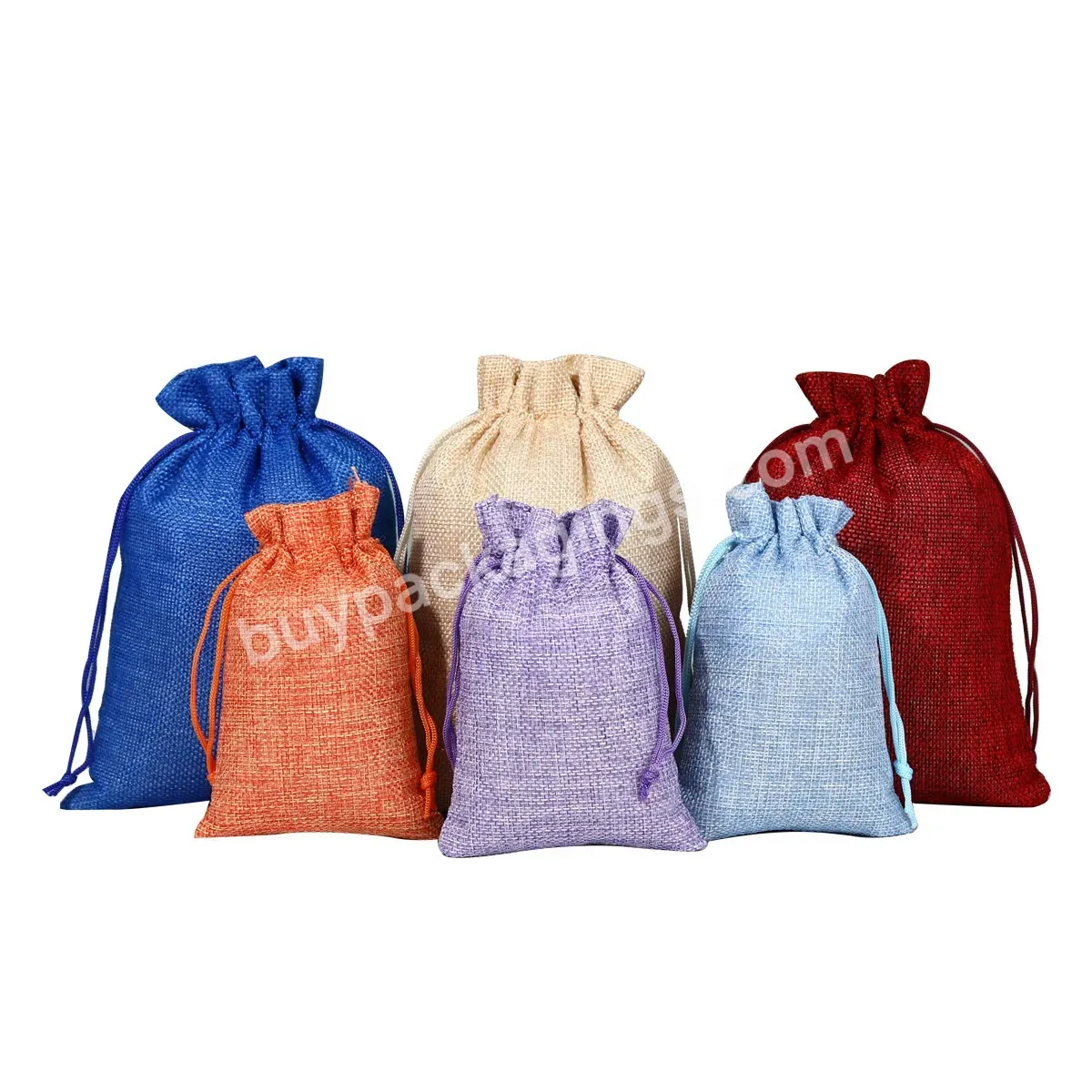 Customized Logo Reusable Promotional Cotton Drawstring Bag Linen Drawstring Organizer Canvas Gift Bag