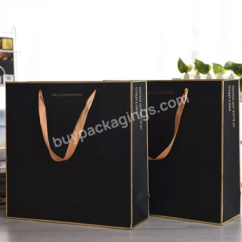 Customized Logo Silver Hot-stamping Logo Luxury Paper Gift Paper Bag Printing Wholesale