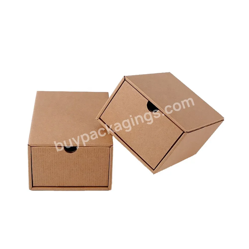 Customized Logo Wholesale Price Natural Brown Kraft Paper Craft Stackable Drawer Type Shoes Packaging Shoes Storage Box