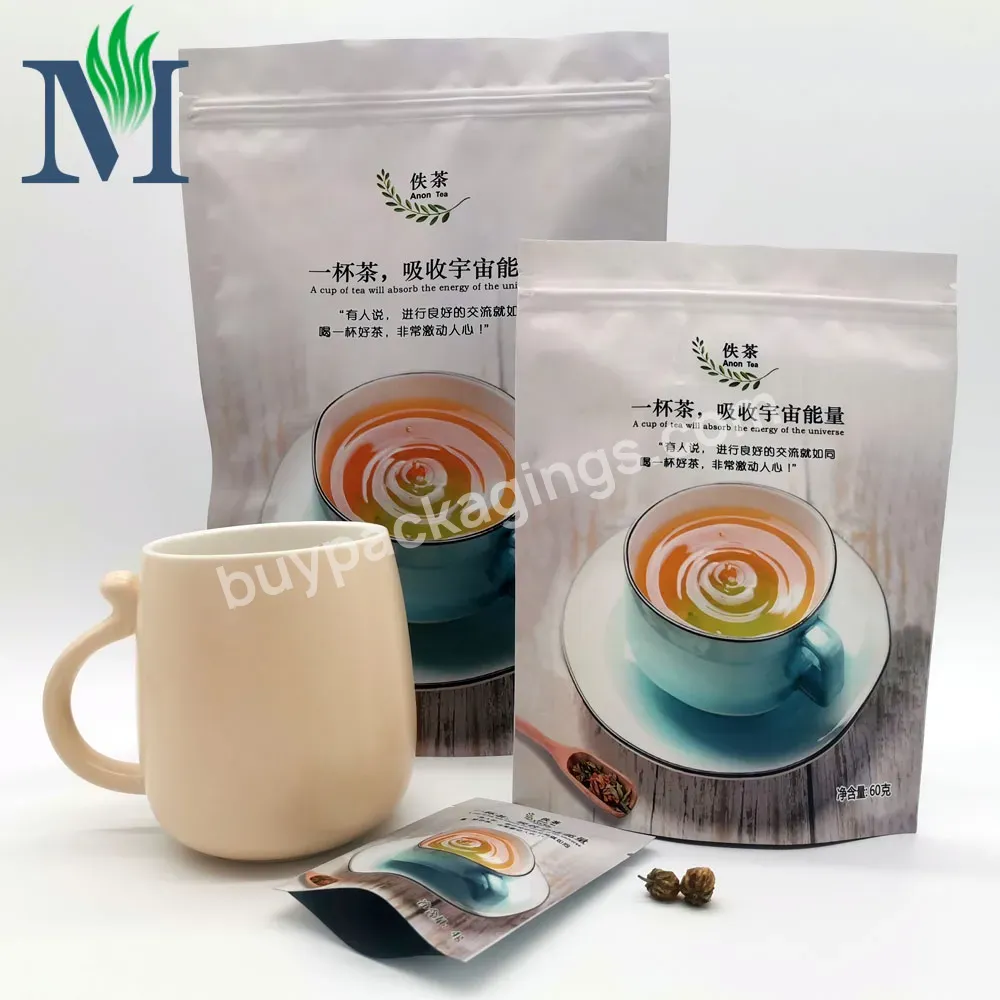 Customized Low Moq Zipper Lock Coffee & Tea Packaging Custom Digital Printing Stand Up Pouch Bag With Your Design