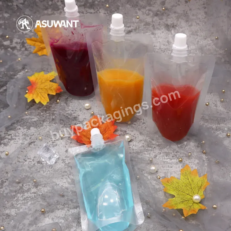 Customized Low Price Beverage Juice Packaging Stand Up Pouch Spout Disposable Drinking Bag Nozzle