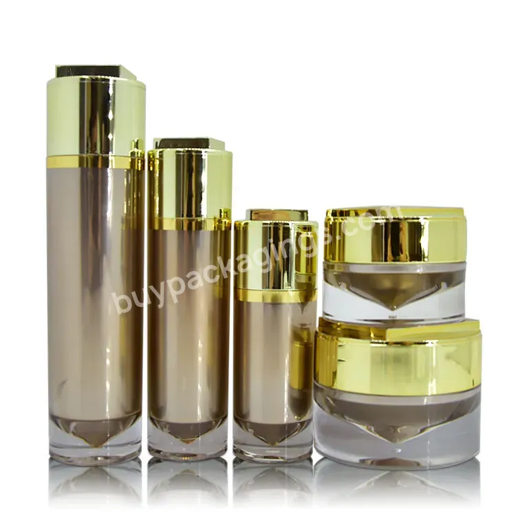 Customized Luxury 30g 50g 50ml 80ml 100ml Bottle Cosmetic Luxury Gold Acrylic Skin Care Packaging Set