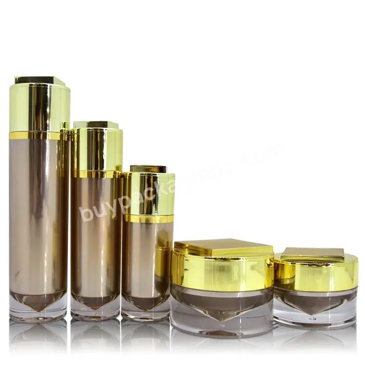Customized Luxury 30g 50g 50ml 80ml 100ml Bottle Cosmetic Luxury Gold Acrylic Skin Care Packaging Set