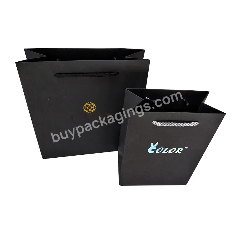 Customized Luxury Black Paper Gift Bag With Your Own Logo