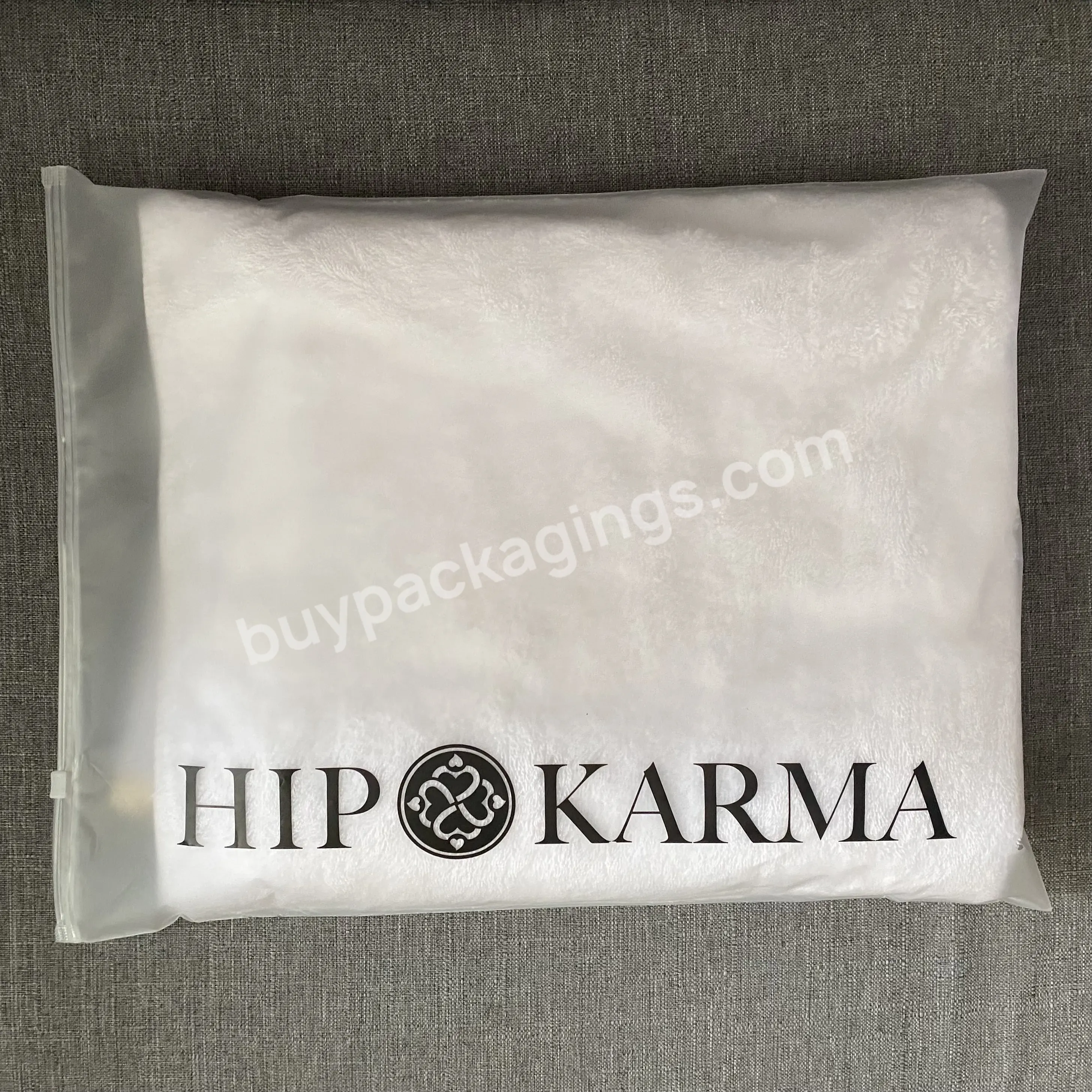 Customized Matte Black Zipper Closure Plastic Packaging Bag For Apparel Clothing Custom Matte/frosted Zipper Bags