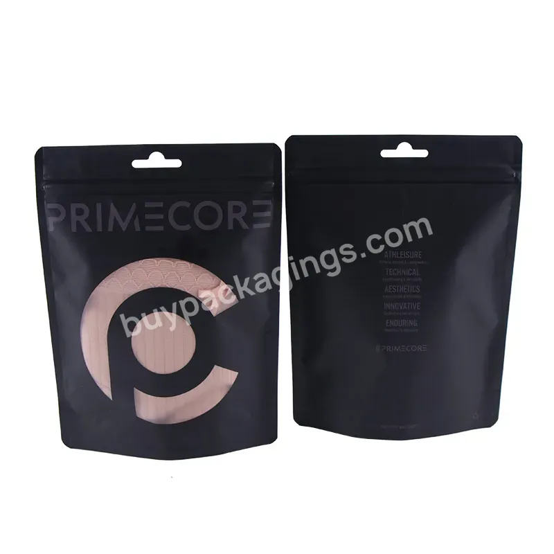Customized Mylar Plastic Aluminum Resealable Block Flat Bottom Stand Up Pouch With Window Garment Foil Bags