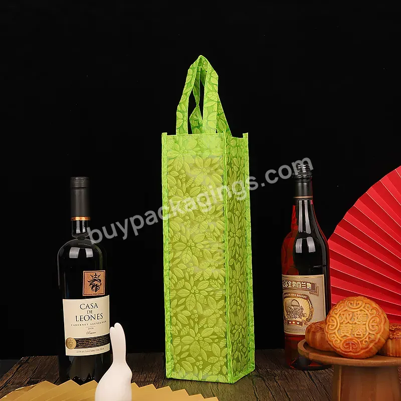 Customized New Promotional Printing Single Bottle Double Bottle Red Wine Portable Gift Eco-friendly Shopping Non-woven Bag