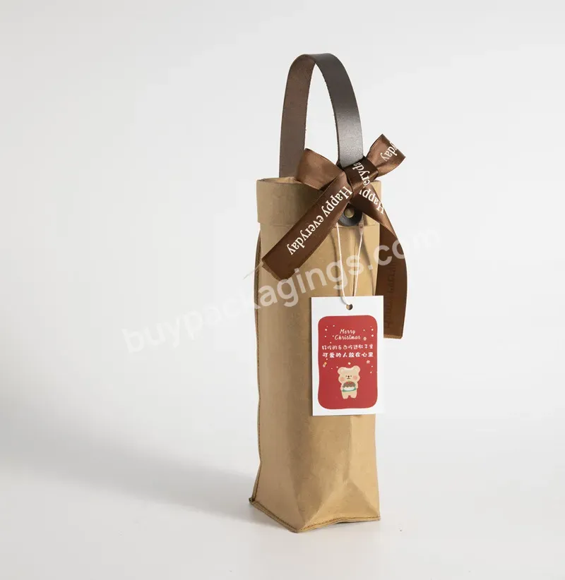 Customized Non Woven Single Bottle Wine Bag With Logo Printing Promotion Non Woven Material 100% Eco-friendly Wiine Bag