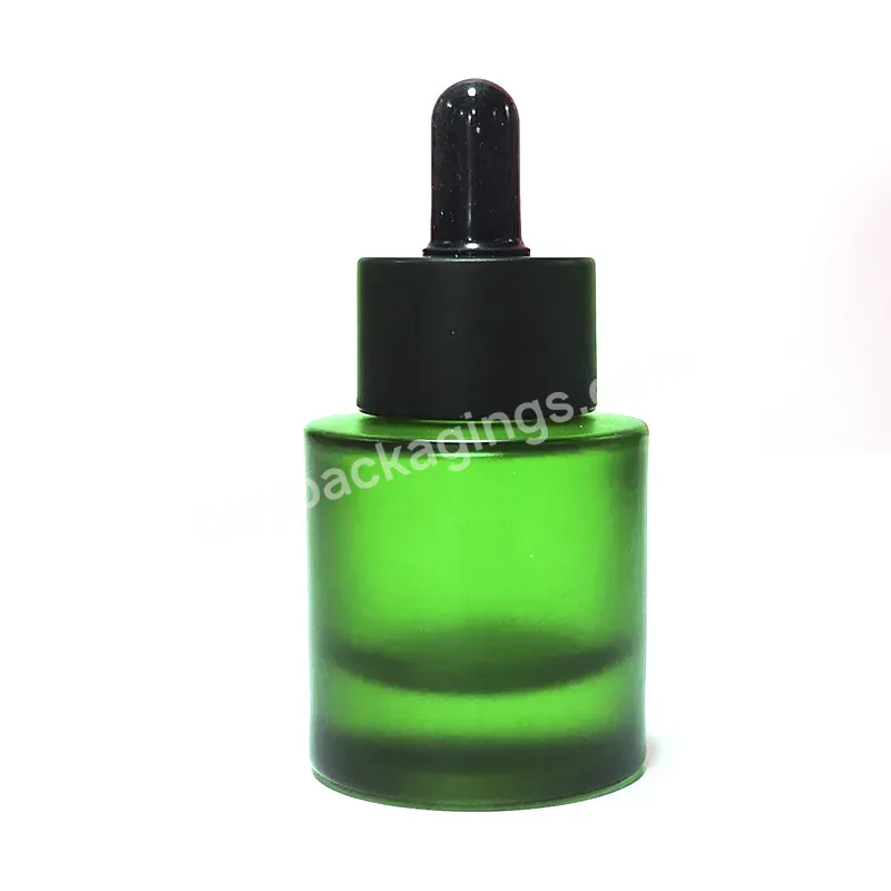 Customized Paint Color 30ml Heavy Bottom Green Frosted Serum Glass Bottle Essence Dropper Bottle With Your Logo