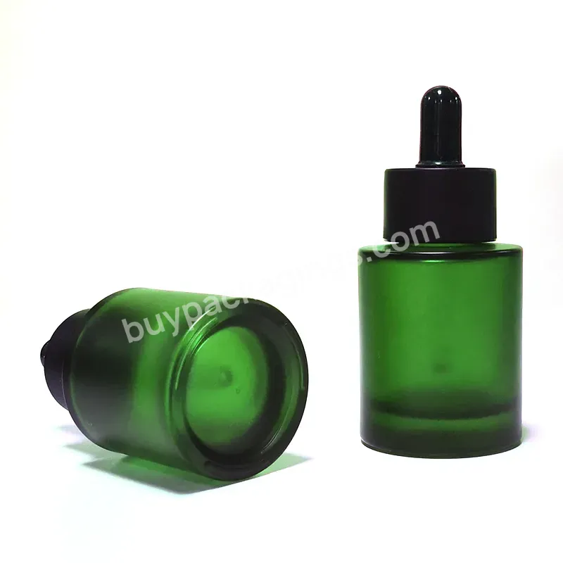 Customized Paint Color 30ml Heavy Bottom Green Frosted Serum Glass Bottle Essence Dropper Bottle With Your Logo