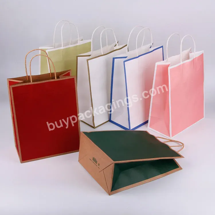 Customized Paper Bags Printed Logo Kraft Paper Bags In Stock Clothing Shopping Catering Takeaway Packaging Bags Logo