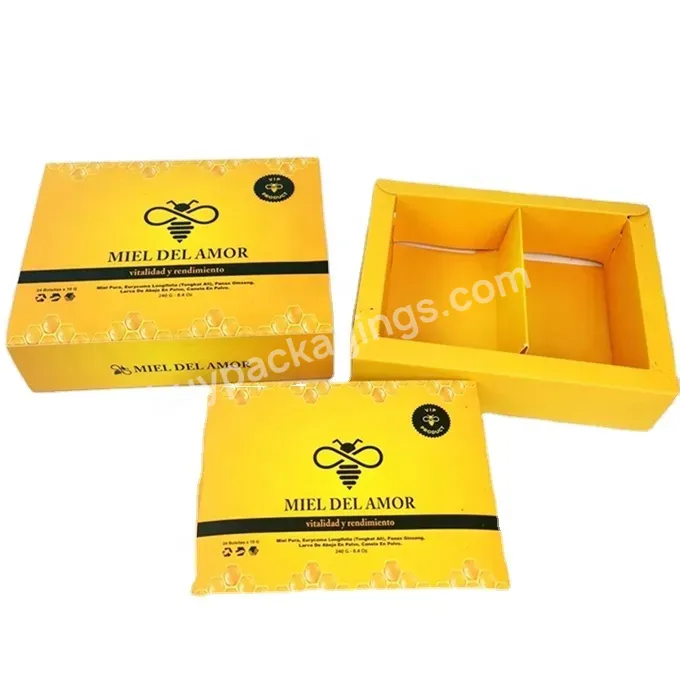Customized Paper Display Box And Sachet For Honey Coffee Tea 10g,20g Sample 24 Pack Packing Sachet Pouch Bag And Box