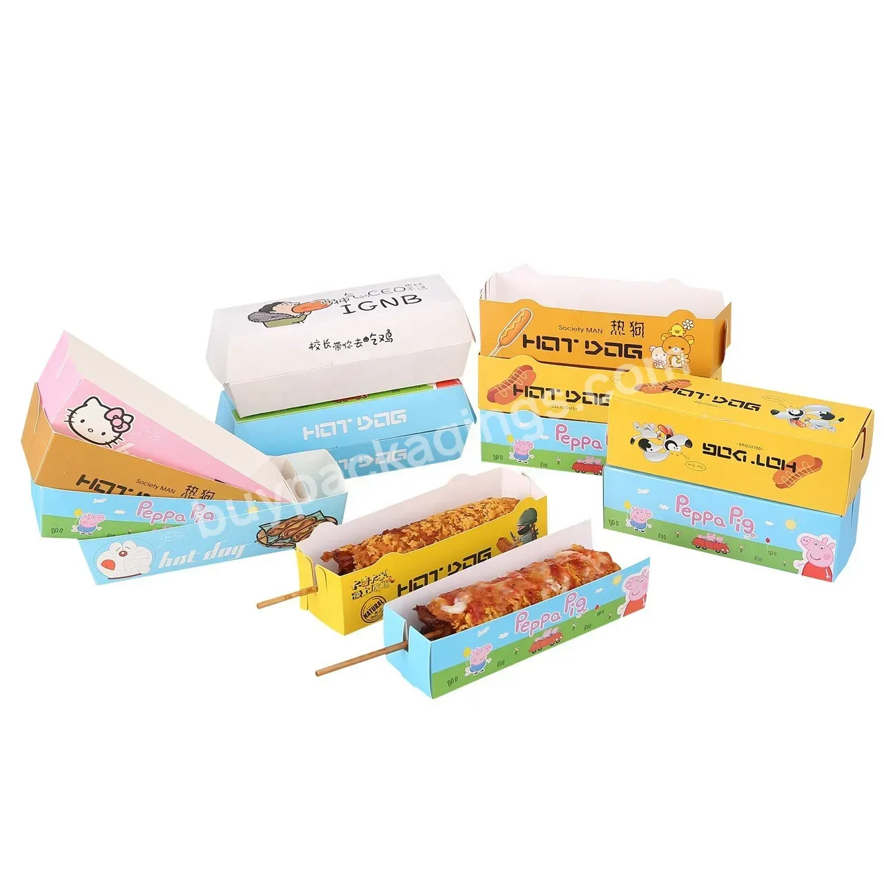 Customized Paper Hot Dog Trays Disposable Food Trays Hot Dog Box For Birthday Festivals Party