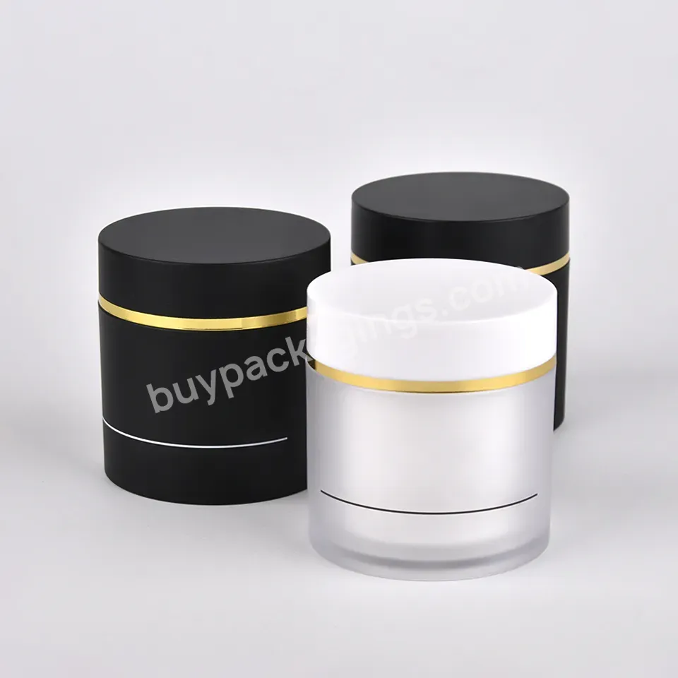 Customized Pet 50ml White Pp Double Wall Cosmetic Packaging Gold Stamping Skin Care Cream Jar