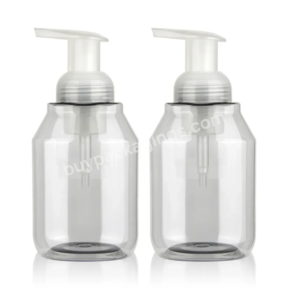 Customized Pet Transparent 250ml 350ml Cosmetic Packaging Face Cream Press Foam Pump Bottle