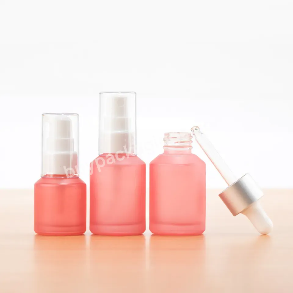 Customized Pink 15ml 30ml 60ml 100ml Glass Skin Care Oil Body Serum Packaging Lotion Bottle