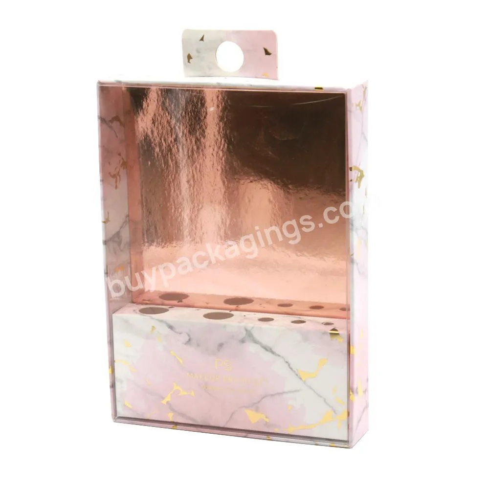 Customized Pink Cosmetic Makeup Brushes set packaging box  For Make Up Brushes