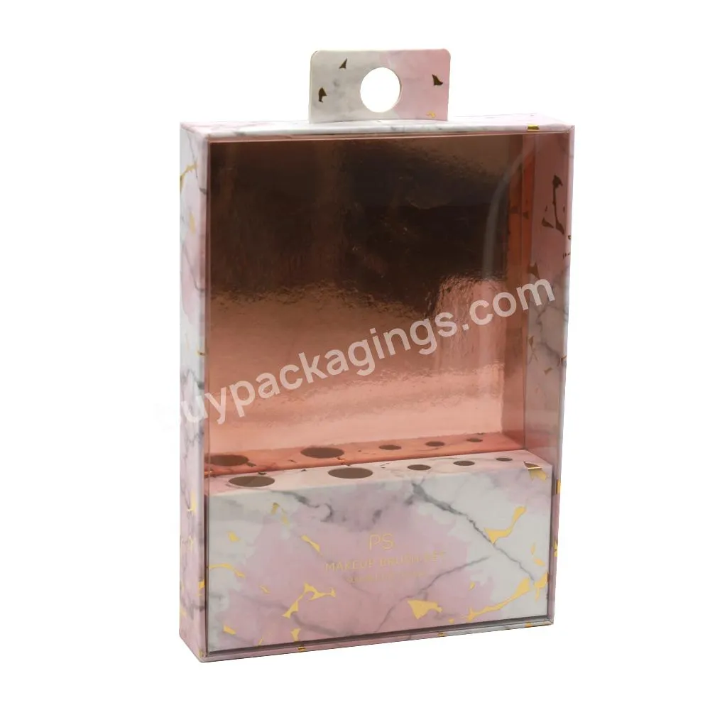 Customized Pink Cosmetic Makeup Brushes set packaging box  For Make Up Brushes