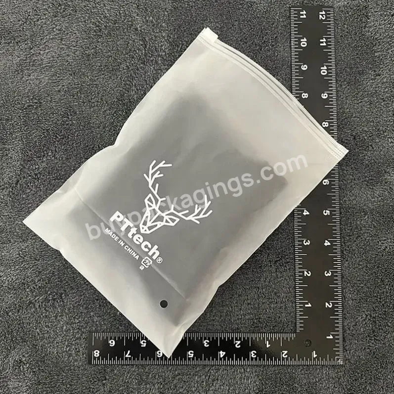 Customized Plastic Packaging Shopping Bag With Zipper Clear Matte Frosted Custom Logo Bags For Clothing