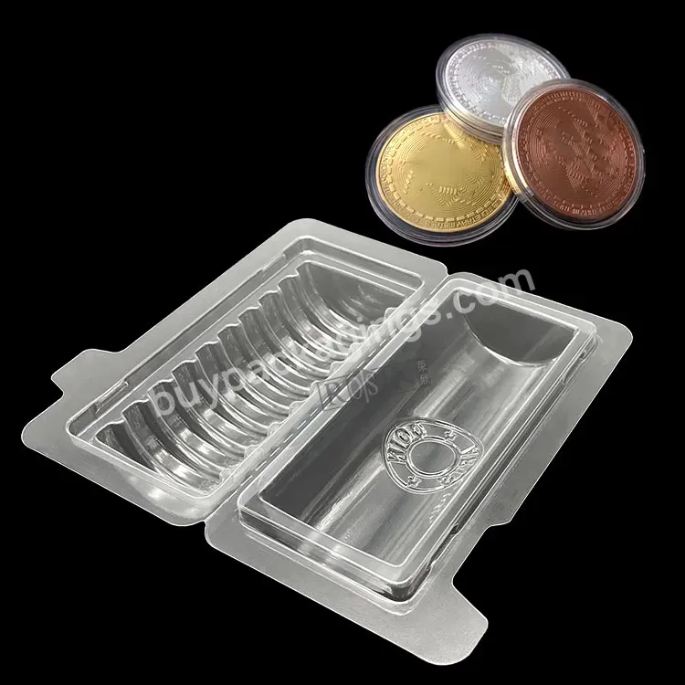 Customized Plastic Transparent Clam Shell Round Coin Tray Storage Blister Packaging Box