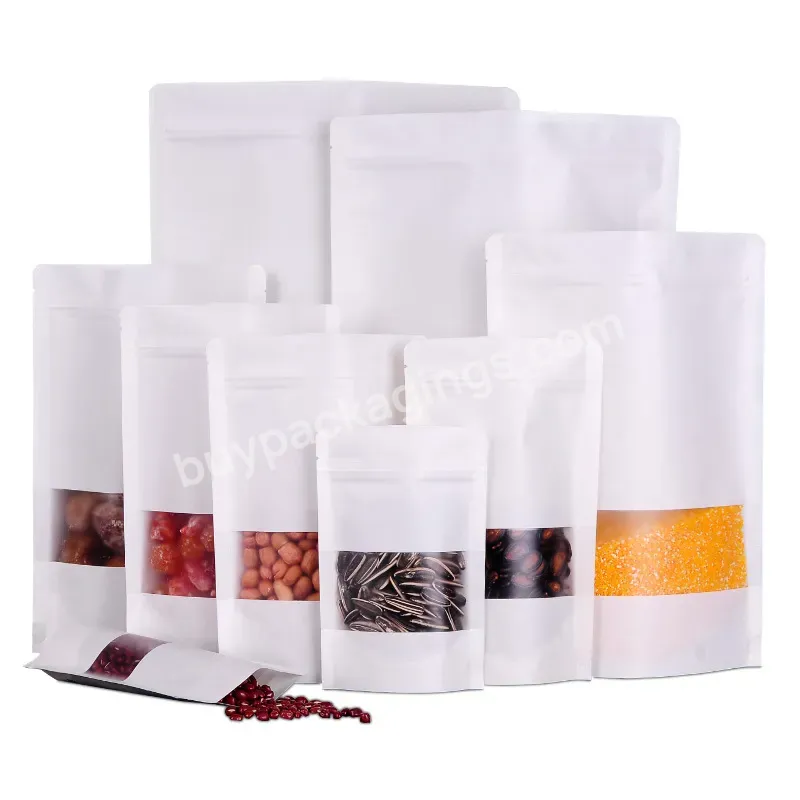 Customized Popular White Kraft Paper Standing Paper Bag Pastry/bread Sealed Bag