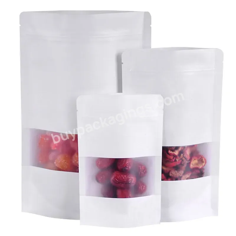 Customized Popular White Kraft Paper Standing Paper Bag Pastry/bread Sealed Bag