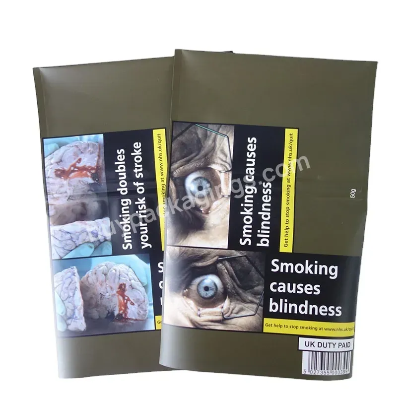Customized Print Hand Rolling Tobacco Leaf Zip Lock Pouch Smoking Packing Bag Sticker And Polythene Sleeve