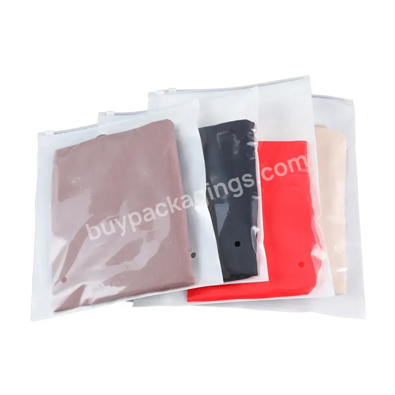 Customized Print Logo Frosted Eva Pe Clothing Packaging Plastic Zipper Bag For Garment Ziplock Pouch