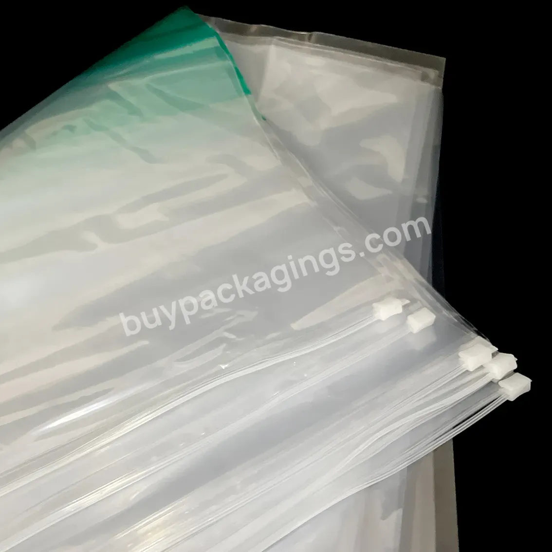 Customized Print Logo Pe Plastic Bags Transparent Zippers Bag For Garment Zip Slider Polyethylene Bags