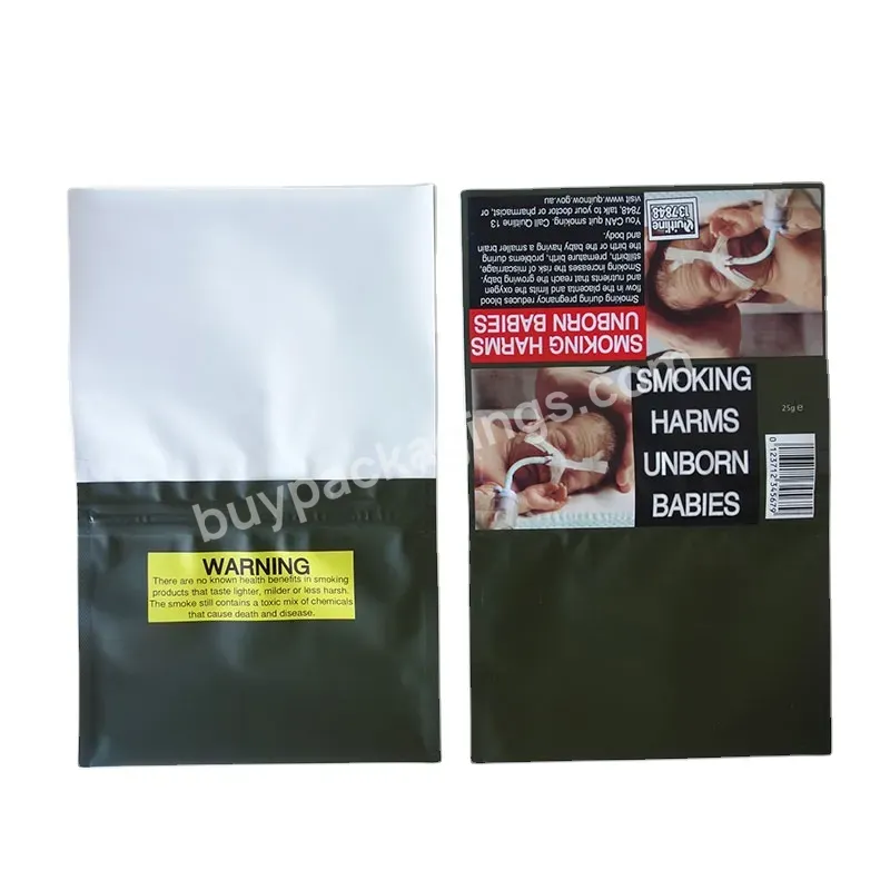 Customized Print Rolling Tobacco Pouch With Adhesive 50g Hand Rolling Tobacco Plastic Pouch Polythene Sleeve