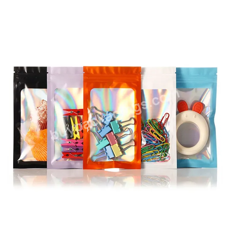 Customized Printed 3.5g 7g 28g Food Packaging Smell Child Cut Gift Holographic Paper Bags With Handles