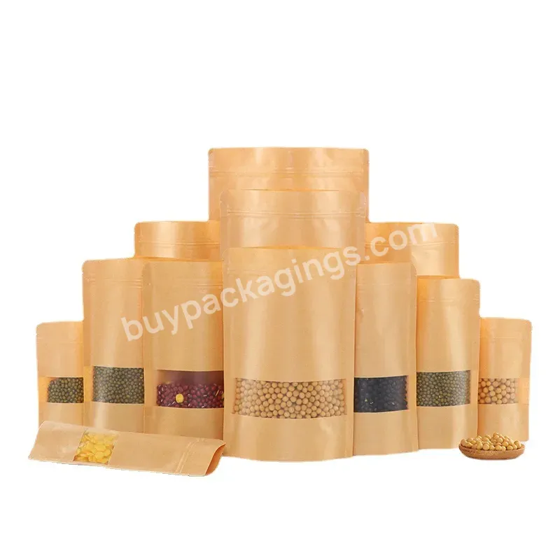 Customized Printed Food Grade Packaging Wholesale Plain Cheap Craft Pouch Zipper Brown Kraft Paper Bags