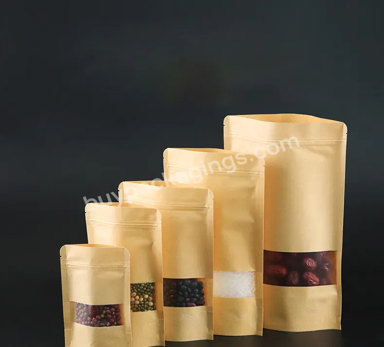 Customized Printed Food Grade Packaging Wholesale Plain Cheap Craft Pouch Zipper Brown Kraft Paper Bags