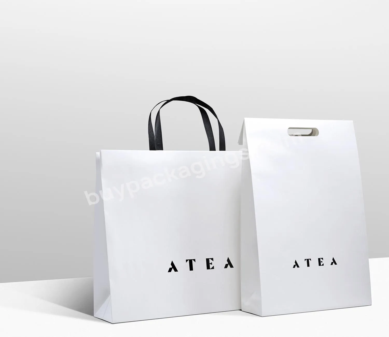 Customized printed logo die cut heavy duty handle boutique blue shopping kraft paper Envelope bag gift bags with cover flap
