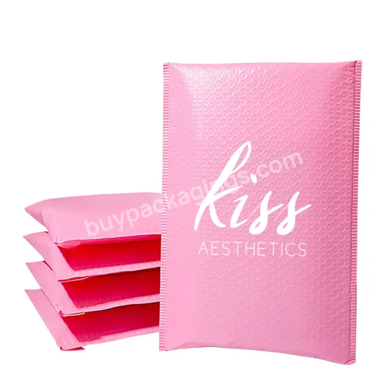 Customized Printed Red Beige Pink Silver Metallic Foil Poly Packaging Bag Padded Envelopes Bubble Mailers