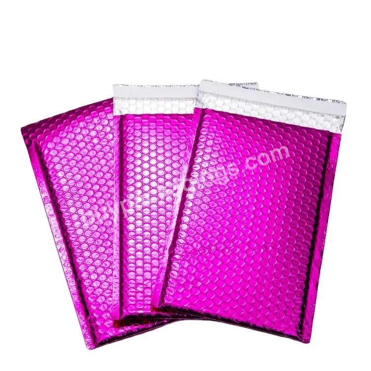 Customized Printed Red Green Pink Purple Silver Rose Gold Metallic Foil Poly Packaging Bag Padded Envelopes Bubble Mailers