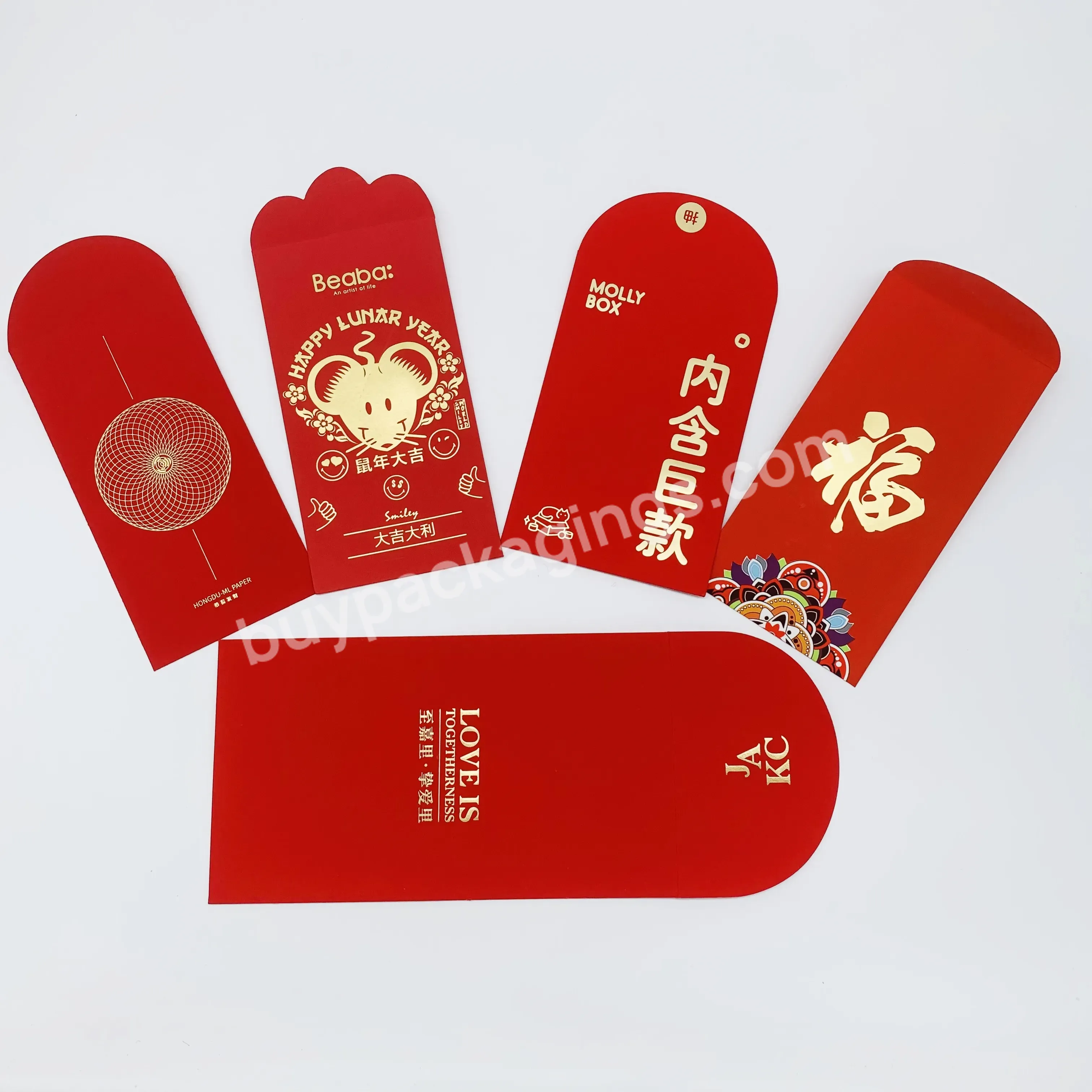 Customized Printed Red Packet Design Cny Chinese New Year Art Paper Lucky Pocket Money Wallet Gift Envelope
