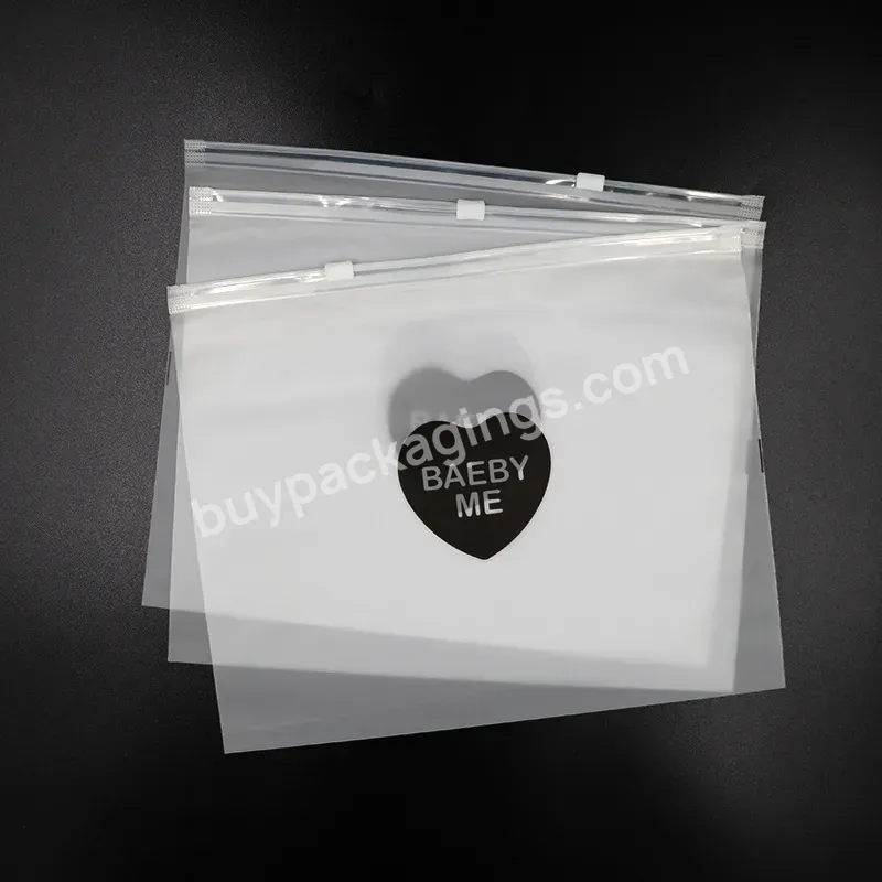 Customized Printing Company Logo Matte Frosted Pvc Plastic Bag With Black And White Zip For Clothing