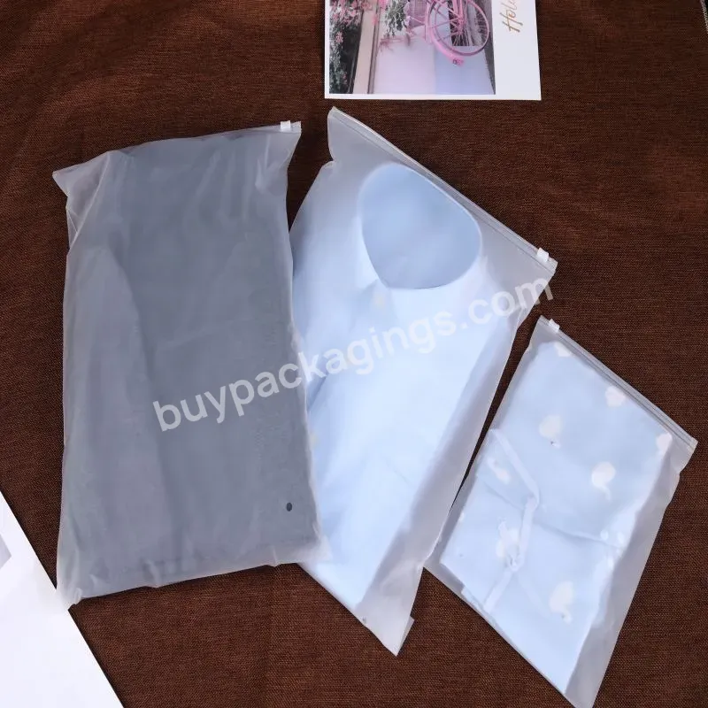 Customized Printing Company Logo Self Sealing Slider Pvc Clothes White Bag For Clothing Cream