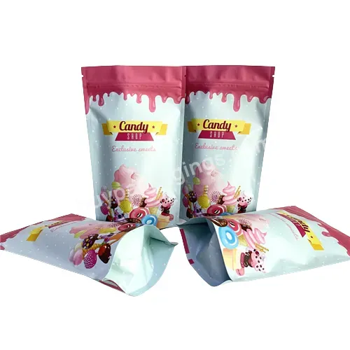 Customized Printing Heat Seal Foil Ziplock Packaging Paper Food Gummy Sweet Candy Stand Up Pouches Mylar Bags