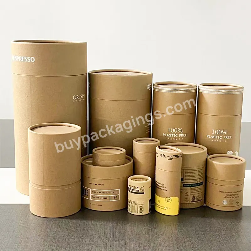 Customized Printing Kraft Paper Tube Glass Bottle Packaging With Tinplate Cardboard Tube Cylinder Packaging Round Paper Box