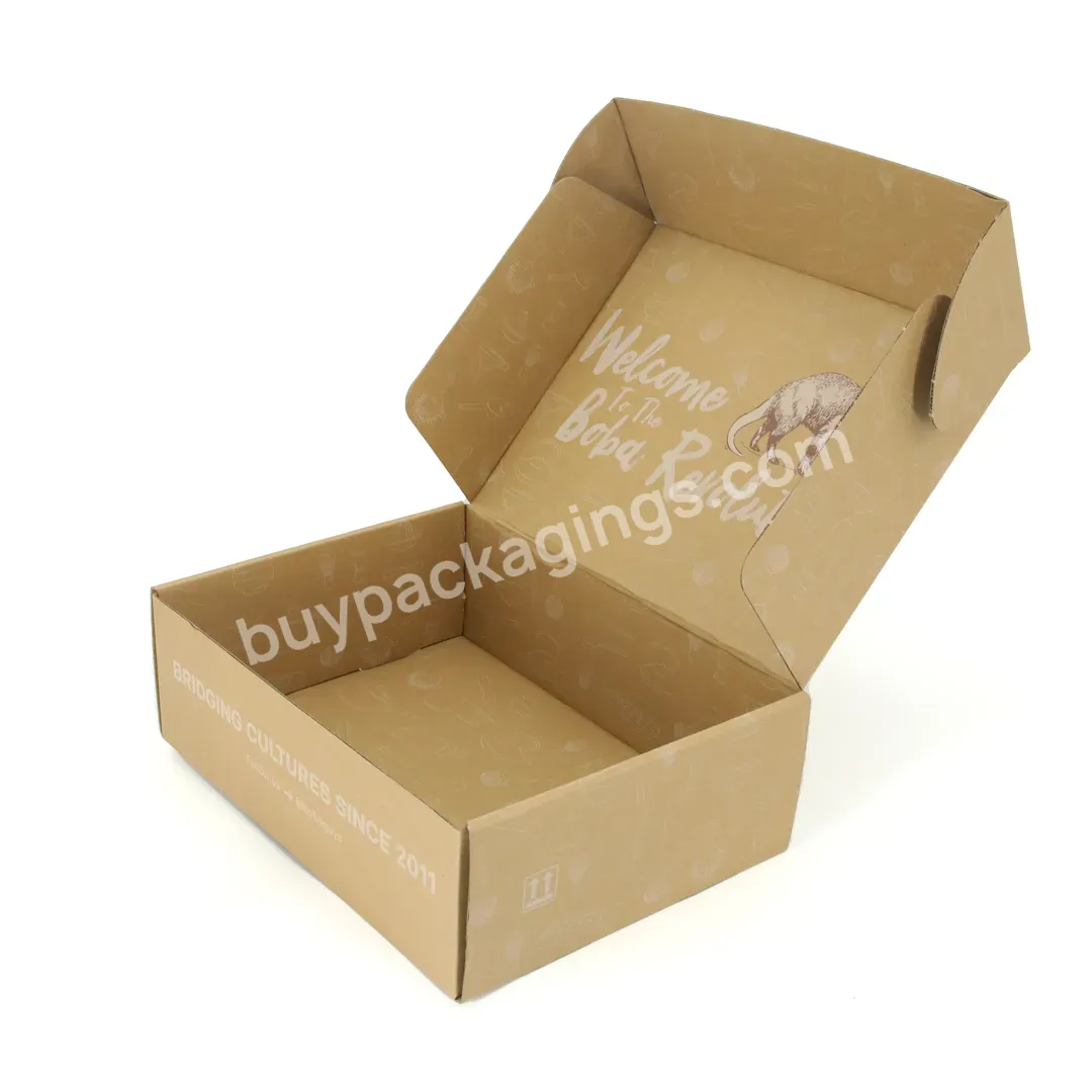 Customized Printing Logo Eco Friendly Brown Kraft Box Packaging E Flute Corrugated Cardboard Mailing Shipping Box Manufacturers