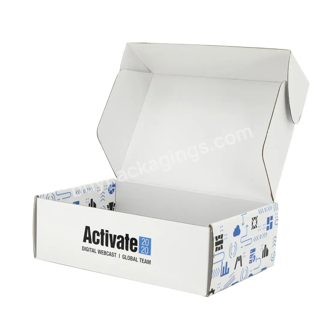 Customized Printing Logo Manufacturers Eco Friendly Kraft Box Packaging E Flute Corrugated Cardboard White Mailing Shipping Box