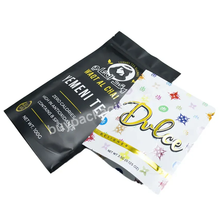 Customized Printing Logo Mylar Plastic Bags 3.5g Cookie Candy Tobacco Smell Proof Aluminum Foil With Clear Window