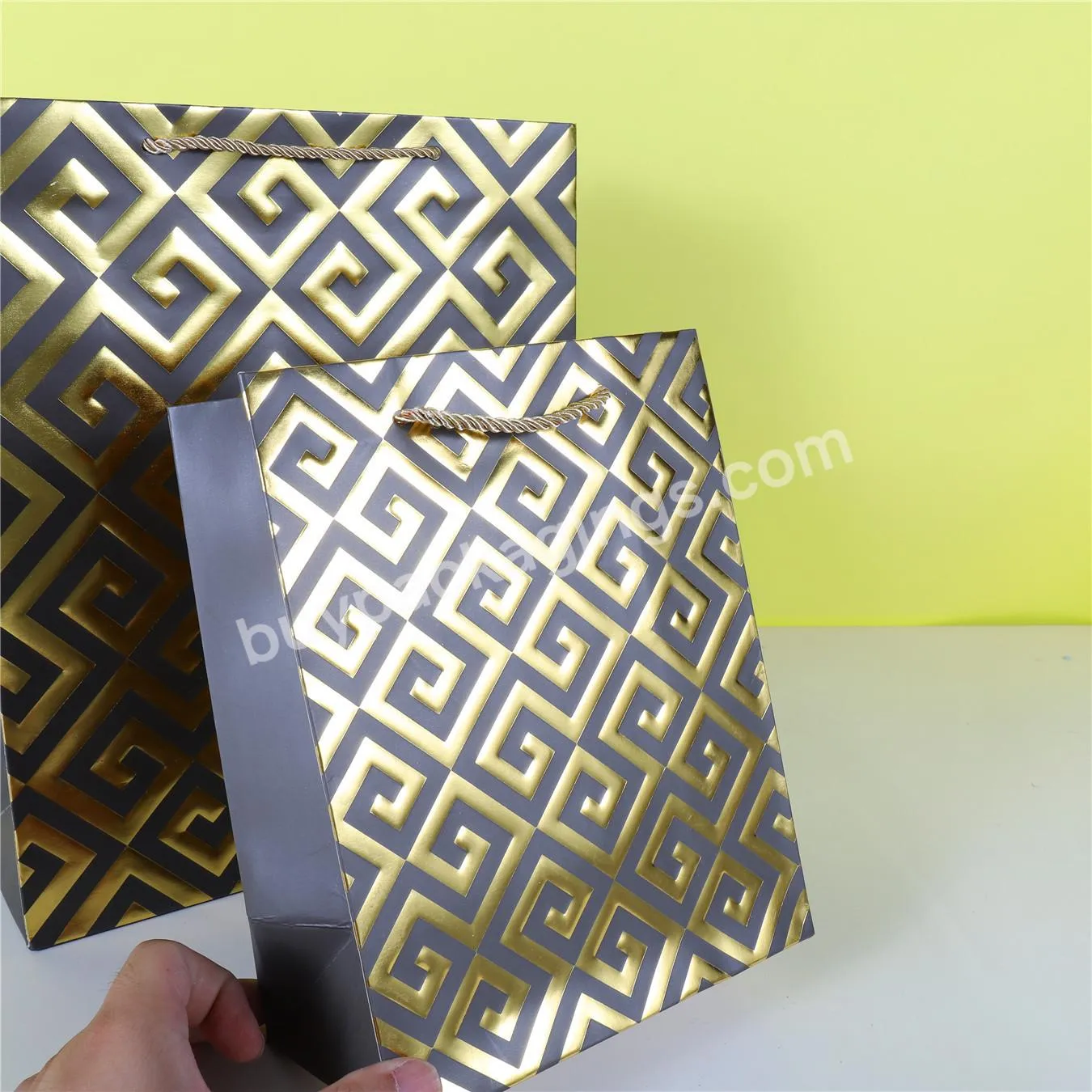 Customized Printing Luxury Embossed Logo Packaging Gift Cardboard Paper Bags Gold Blocking Concave-convex Technology Bag