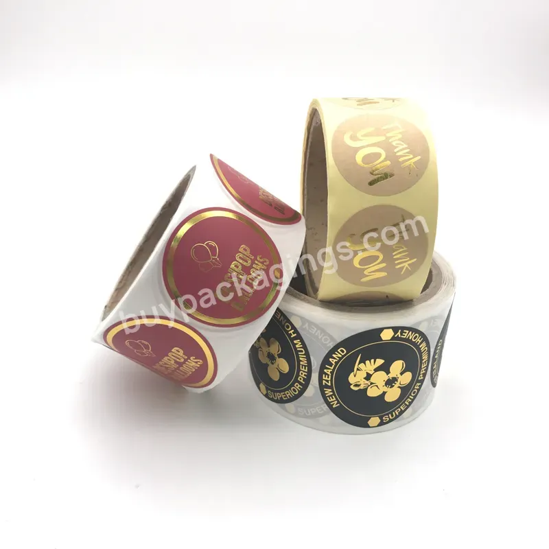 Customized Printing Round Gold Foil Self Adhesive Label Stickers In Roll