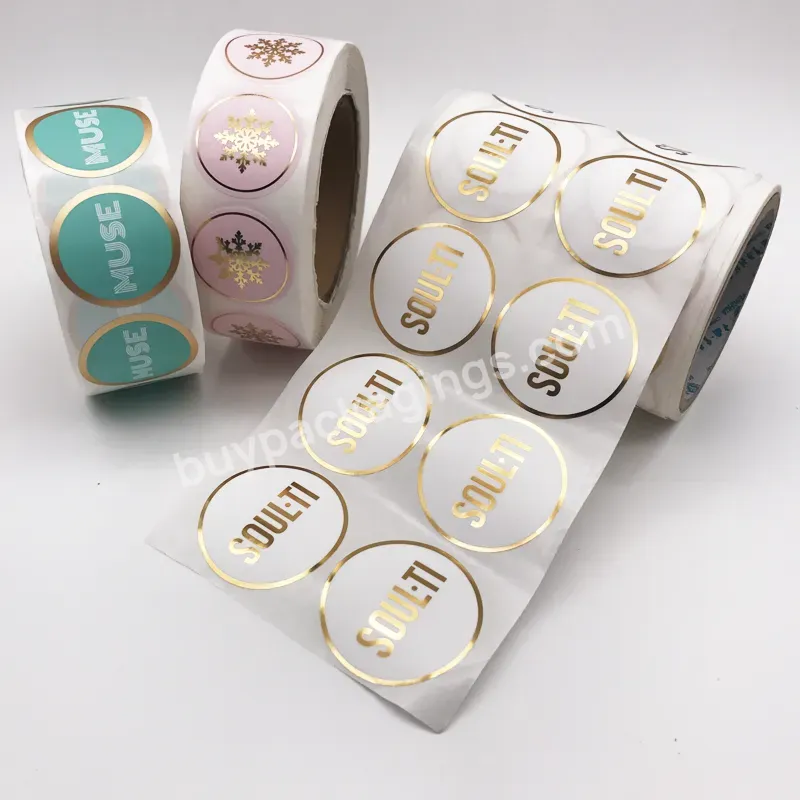 Customized Printing Round Gold Foil Self Adhesive Label Stickers In Roll