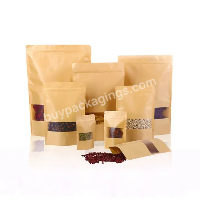 Customized Printing Sealed 100% Biodegradable Kraft Stand Up Paper Food Pouch